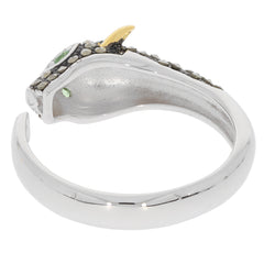 Green diamond sterling silver ring with unique design and accent, showcasing luxury and elegance.