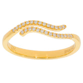 22K yellow gold ring with a wavy design featuring diamond accents for a luxurious and elegant look.