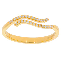 22K yellow gold ring with a wavy design featuring diamond accents for a luxurious and elegant look.