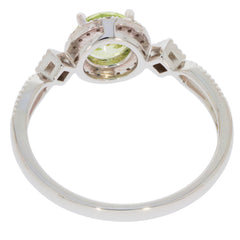 Elegant Green Peridot 14K White Gold Ring showcasing a diamond accent, perfect for adding luxury to any collection.