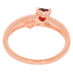 Back view of a Heart Red Garnet Sterling Silver Ring showcasing intricate details and a vibrant gemstone.