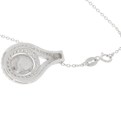Sterling silver oval pendant necklace showcasing a beautiful white opal gemstone setting.