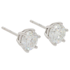 White diamond sterling silver earrings, featuring sparkling gemstones in a classic design for elegant style.