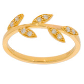 Elegant 22K yellow gold ring featuring diamond accents in a leaf design, perfect for adding luxury to your style.