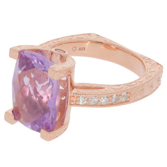 Cushion Purple Amethyst sterling silver ring with accent stones, showcasing elegance and luxury.