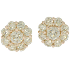 Elegant diamond earrings in a flower design, featuring sparkling round diamonds set in rose gold, perfect for any occasion.