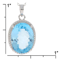 Oval blue topaz sterling silver pendant featuring a sparkling gemstone, elegant jewelry piece.