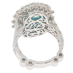 Elegant oval blue turquoise sterling silver ring showcasing intricate detailing.