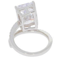 Emerald White Moissanite Sterling Silver Ring showcasing a sparkling gemstone in elegant design.