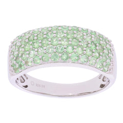 Green crystal sterling silver ring featuring a sparkling gemstone, elegant design for sophisticated style.