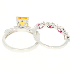 Yellow citrine sterling silver ring with accent stones showcasing elegance and luxury.