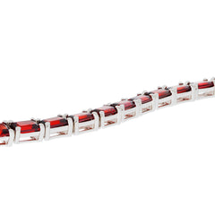 Custom sterling silver semi mount tennis bracelet with emerald cut stones, ideal for personalized jewelry.