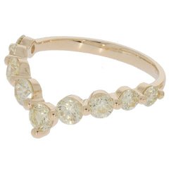 14K yellow gold ring featuring round diamonds in a beautiful contemporary design, radiating elegance and style.