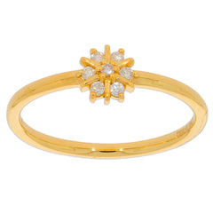 Gold ring featuring a starburst design with multiple sparkling diamonds at the center, radiating elegance.