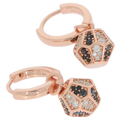 Elegant rose gold earrings featuring black diamonds and sparkling accents, perfect for a sophisticated look.