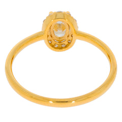 Elegant gold ring featuring an oval gemstone in a unique setting, perfect for upscale jewelry collections.