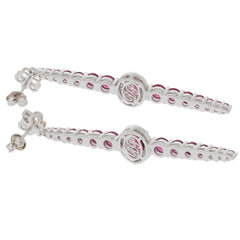 Oval Purple Garnet Sterling Silver Earrings with Accent, elegant design featuring sparkling gemstones and intricate detailing.