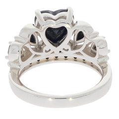 Heart-shaped black spinel sterling silver ring featuring intricate design and elegant craftsmanship.