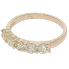 14K yellow gold ring featuring round diamonds in a sparkling five-stone design, perfect for elegant occasions.