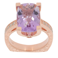Cushion Purple Amethyst Sterling Silver Ring with elegant design and accent stones, perfect for sophisticated style.