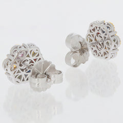 Multiple color sapphire sterling silver earrings with intricate design and sparkling gemstones.