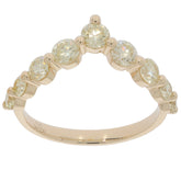 Elegant 14K gold ring featuring sparkling round yellow diamonds in a unique design.