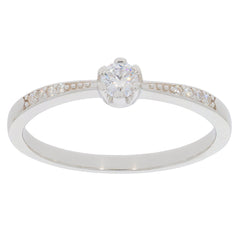 Elegant round white diamond ring in sterling silver with accent stones, perfect for elevating your style and radiating sophistication.