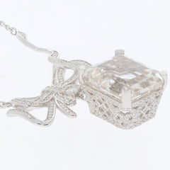 Oval White Moissanite Sterling Silver Necklace featuring a sparkling gemstone accent.