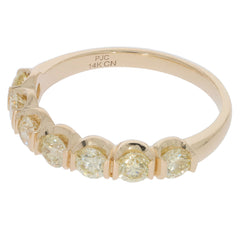 14K gold ring featuring round yellow gemstones, perfect for elegant jewelry collections.