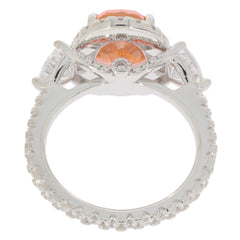 Elegant pink Morganite sterling silver ring showcasing a sparkling gemstone accent, perfect for luxurious style.