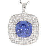 Blue sapphire sterling silver pendant set in sparkling accents, perfect for elegant jewelry collections.