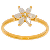 Gold ring featuring a floral design with marquise-cut opal gemstones, perfect for elegant jewelry collections.