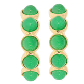 Round Green Jadeite Earrings with Gold Accents, featuring multiple polished green gemstones for a luxurious touch.