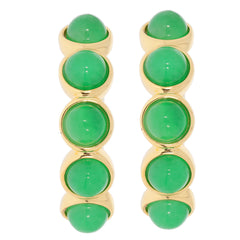 Round Green Jadeite Earrings with Gold Accents, featuring multiple polished green gemstones for a luxurious touch.