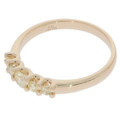 14K yellow gold ring with round green diamonds, perfect for elegant jewelry collections.