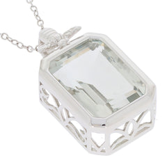 Emerald Green Amethyst Sterling Silver Pendant showcasing a sparkling gemstone in an elegant design.