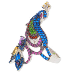 Multi Color Sapphire Sterling Silver Ring featuring vibrant gemstones, ideal for adding elegance to any jewelry collection.