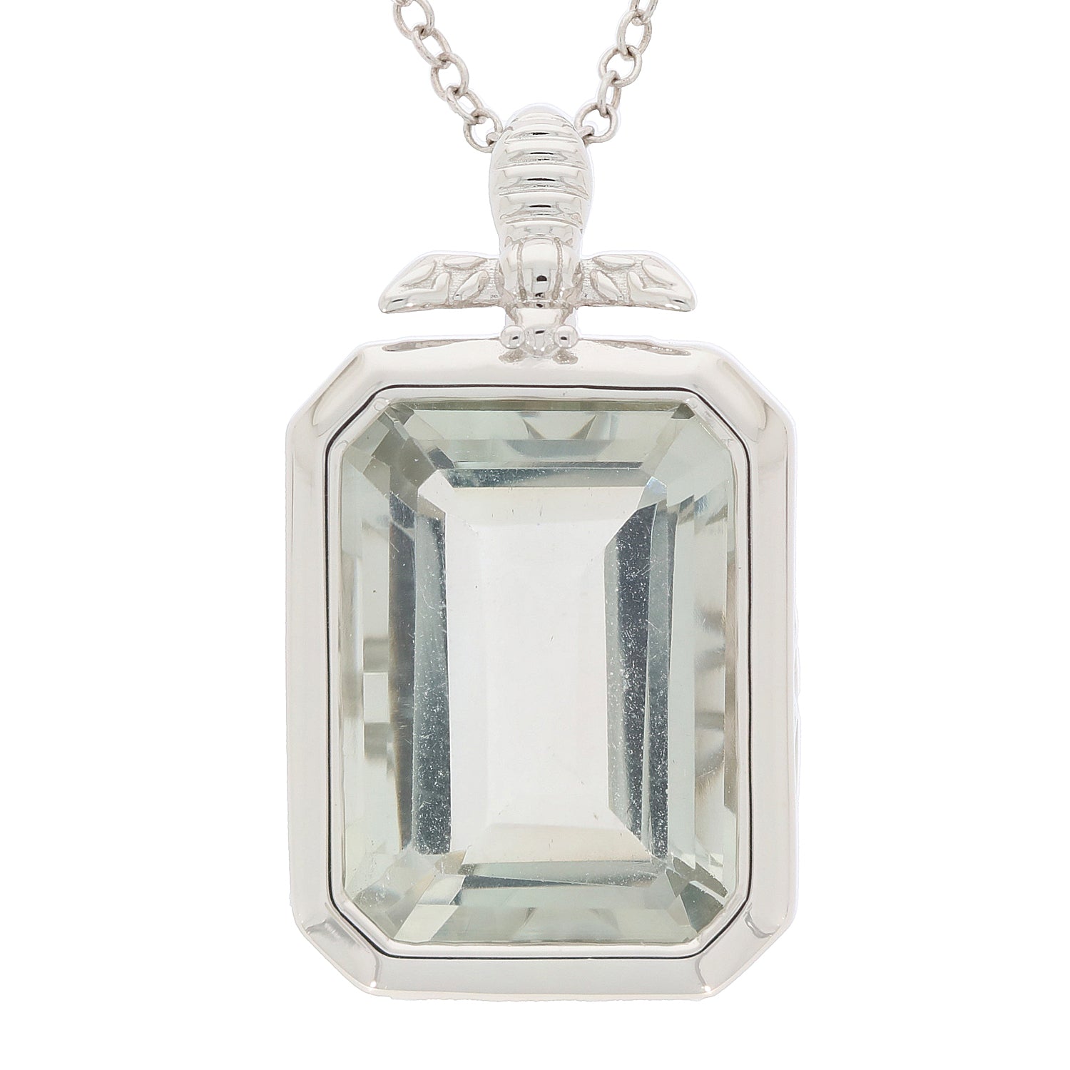 Emerald Green Amethyst Sterling Silver Pendant showcasing an elegant gemstone, perfect for adding sophistication to any outfit.