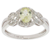 Elegant Green Peridot 14K White Gold Ring with sparkling diamond accents, perfect for luxury jewelry collections.