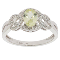Elegant Green Peridot 14K White Gold Ring with sparkling diamond accents, perfect for luxury jewelry collections.