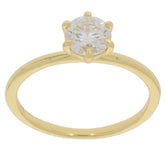 Round white diamond ring in 14K yellow gold setting, showcasing elegance and luxury for sophisticated style.