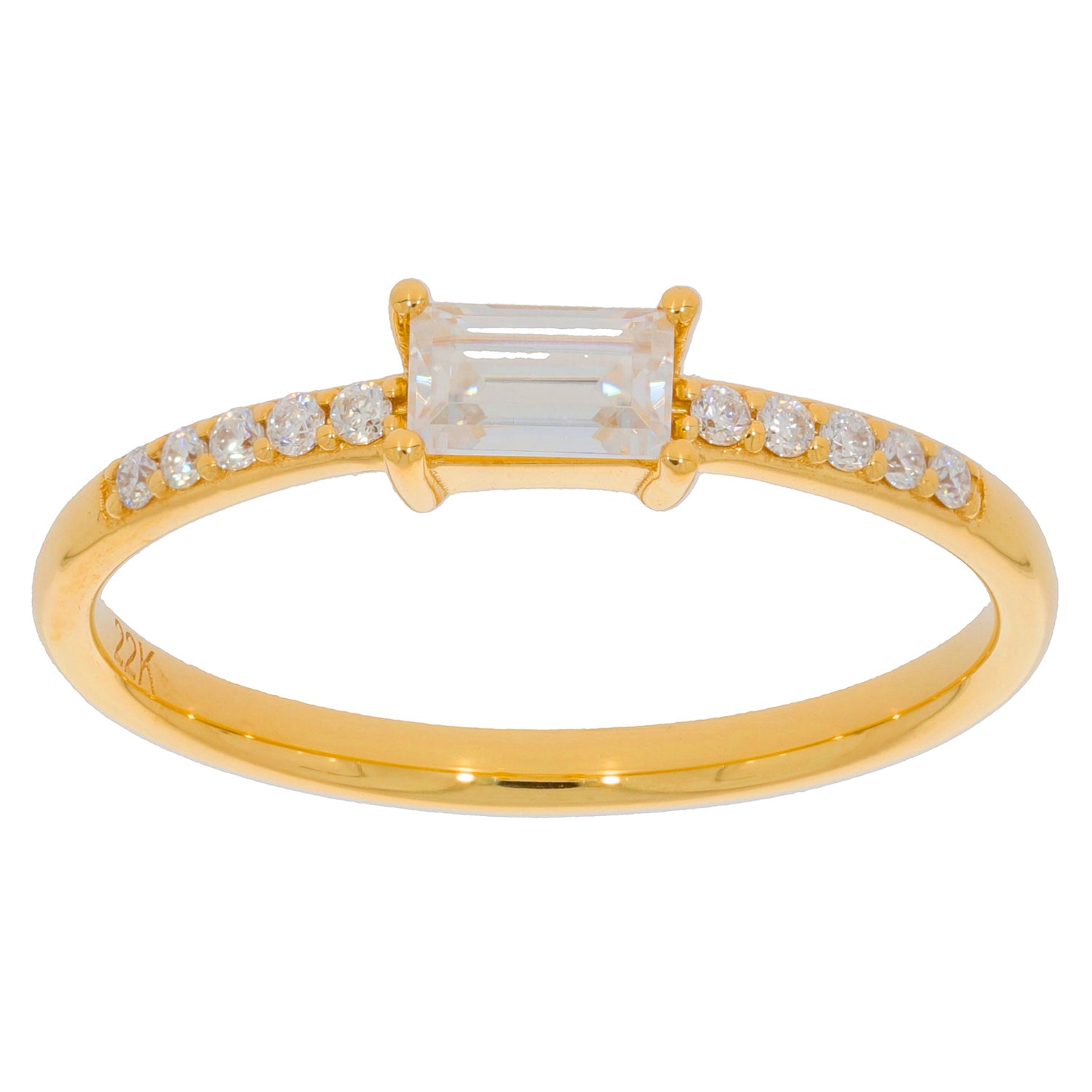 Elegant gold ring featuring an emerald-cut gemstone and diamond accents, perfect for adding sophistication to any outfit.