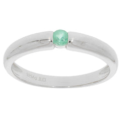 Round green emerald sterling silver ring showcasing a sparkling gemstone, perfect for elegant style.