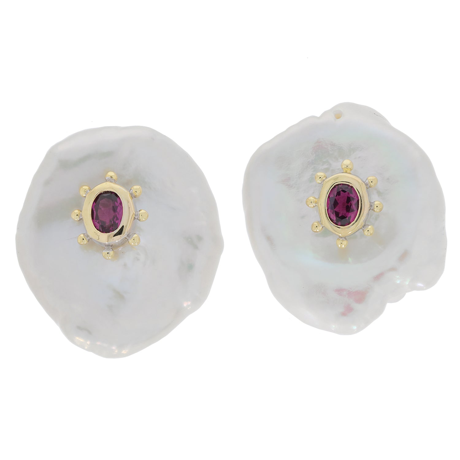 Purple Garnet Sterling Silver Earrings with Pearl Accent, luxurious gemstone jewelry for elegant style.