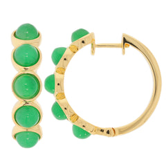 Round green jadeite sterling silver earrings with gold accents, showcasing elegant gemstone design for luxury jewelry.