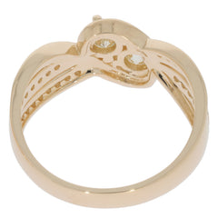Elegant 14K yellow gold ring showcasing sparkling round green diamonds, perfect for luxurious style.