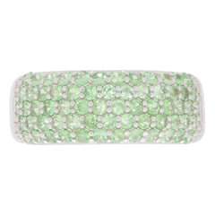 Green crystal sterling silver ring featuring a stunning array of sparkling gemstones in an elegant design.