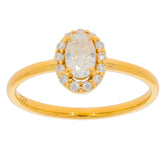 Elegant oval white diamond sterling silver ring with accent stones, perfect for a sophisticated jewelry collection.