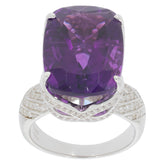 Elegant purple amethyst sterling silver ring with sparkling accents, perfect for sophisticated style.