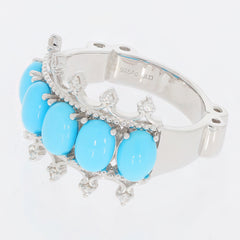 Oval blue turquoise sterling silver ring featuring multiple vibrant stones in a classic design.